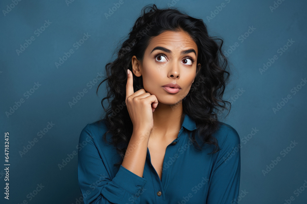 Young indian woman giving thinking expression. Young indian woman giving thinking expression.
