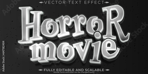 Horror movie retro text effect  editable vintage and scary text style