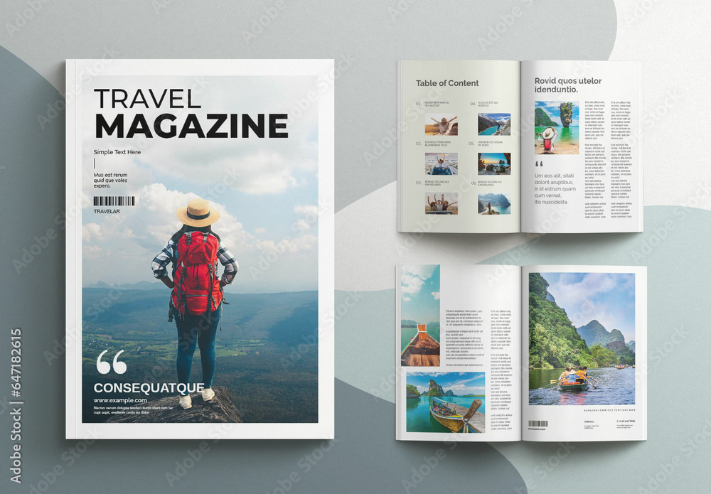 Travel Magazine Layout Stock Template | Adobe Stock