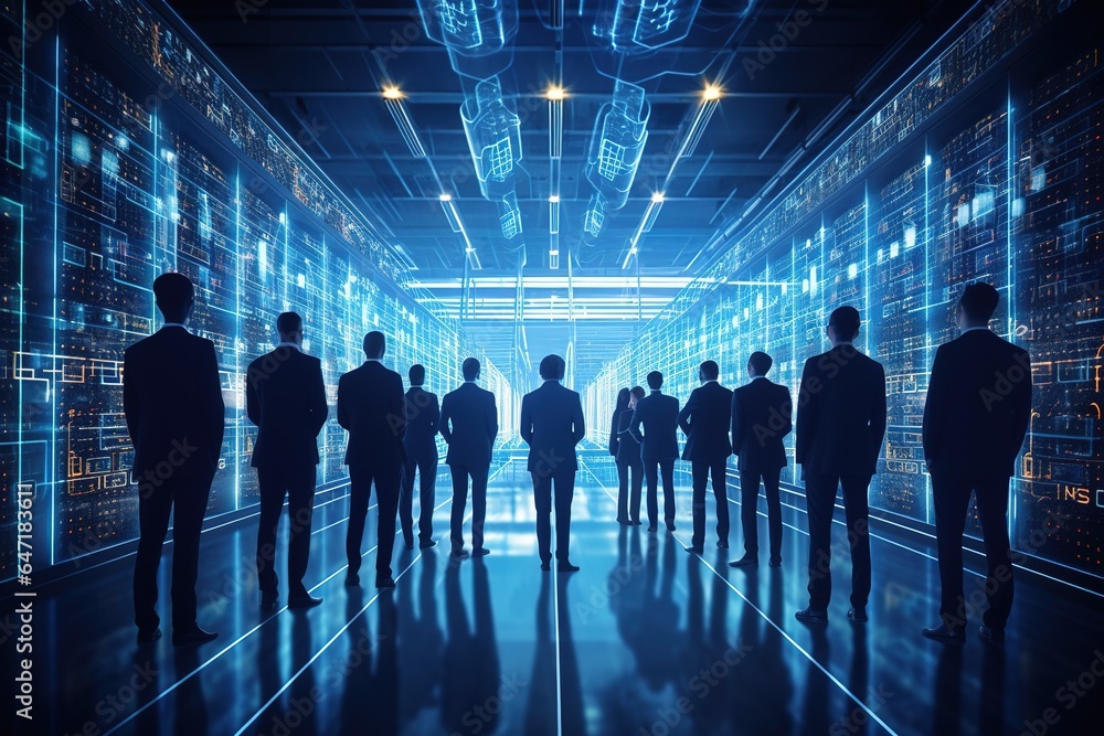 business people working and discuss with ai global network futuristic business people working and discuss with ai global network futuristic