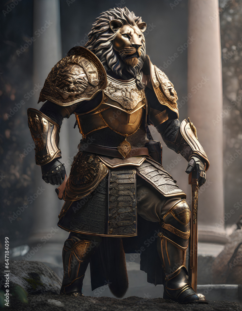 AI Art for Men Fantasy Warrior Series (Lion 
Colonel)