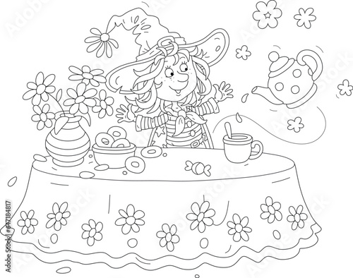 Funny little witch at her f...