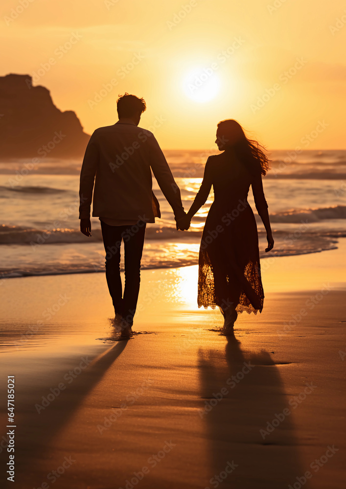 Love on the Sands: Evening Couple Walk