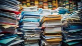 Close up of piles of files, 16:9