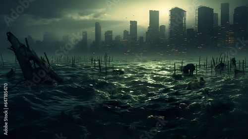 In the wake of a relentless rainy season, a city swallowed by floodwaters becomes a grim, post-apocalyptic vista of despair and devastation © NS