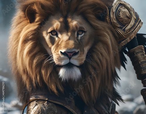 AI Art for Men Fantasy Warrior Series (Lion General)