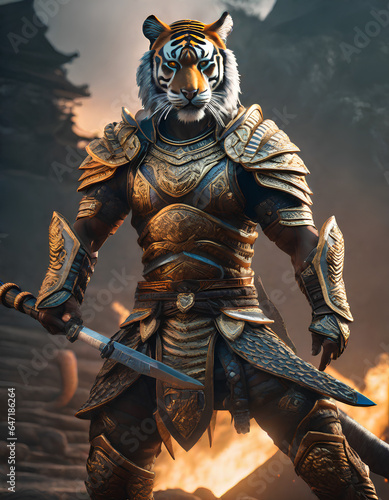 AI Art for Men Fantasy Warrior Series (Tiger War Prince)