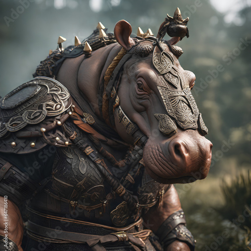 AI Art for Men Fantasy Warrior Series (Hippo Captain)