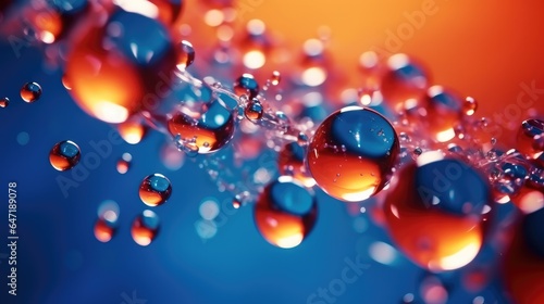 Flying bubbles on a colorful background, Abstract pc desktop wallpaper background.