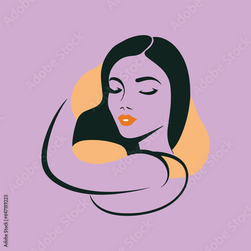 Fashion and Hair Beauty woman face salon silhouette logo vector design