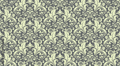 Floral pattern. Vintage wallpaper in the Baroque style. Seamless vector background. Beige and gray ornament for fabric, wallpaper, packaging. Ornate Damask flower ornament