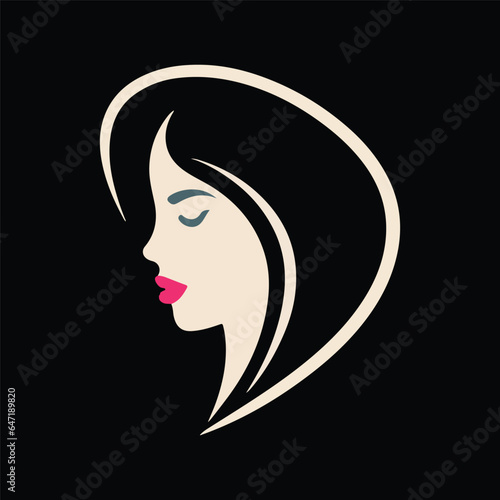 Fashion and Hair Beauty woman face salon silhouette logo vector design © StockerShawon