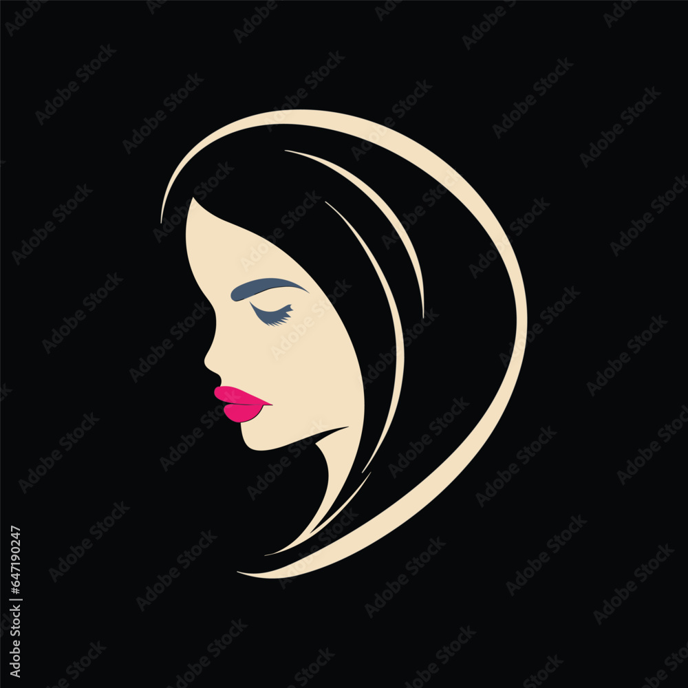 Fashion and Hair Beauty woman face salon silhouette logo vector design Fashion and Hair Beauty woman face salon silhouette logo vector design