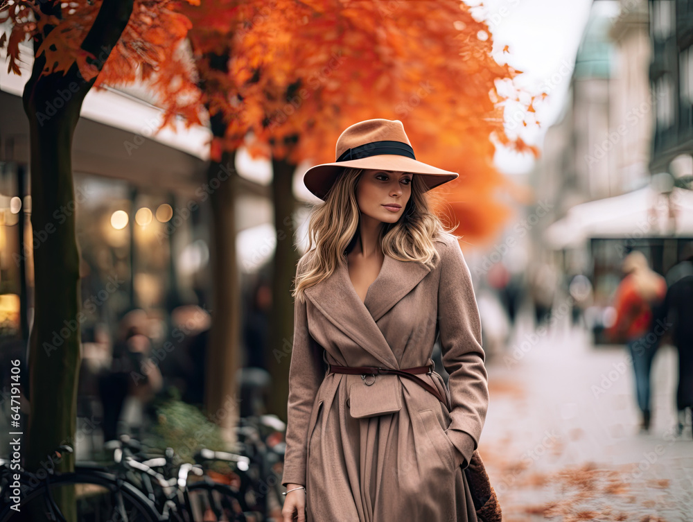 Fall in Love: A woman in a fall environment, enjoying the beauty of the season