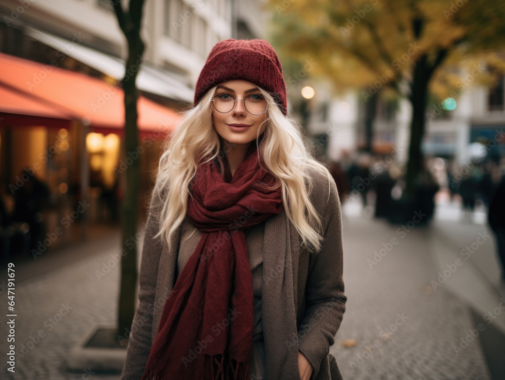 Fall in Love: A woman in a fall environment, enjoying the beauty of the season Fall in Love: A woman in a fall environment, enjoying the beauty of the season
