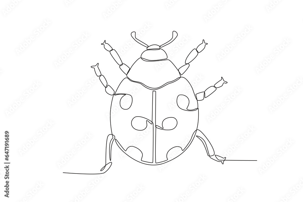 Fototapeta premium A single continuous line drawing of an ladybug for the farm's logo identity. Single line drawing graphic design vector illustration 