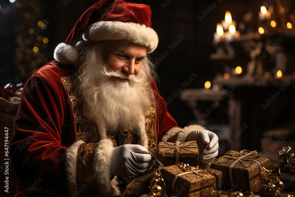 Santa claus reading a letter