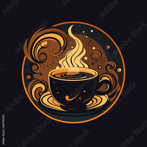 Logo of a Mug of Coffee over a Dark Background.