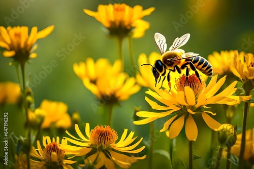 bee on yellow sunflower © FatimaKhan