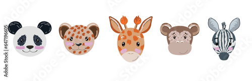 Photography Hand drawn vector african animals portrait. Nursery art.