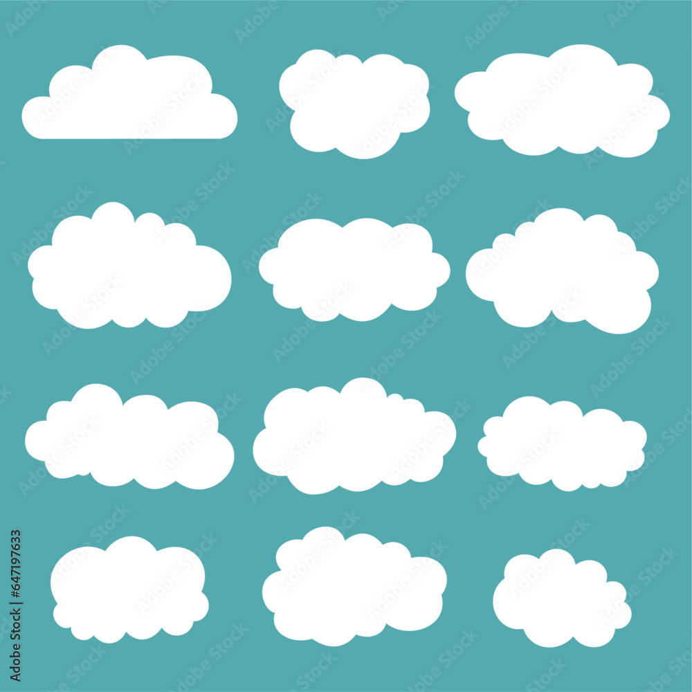 Clouds icon set. Vector stock illustration.