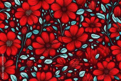 red flower covering an arc illustration copy space for text