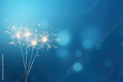 new year concept. sparklers on blue background .