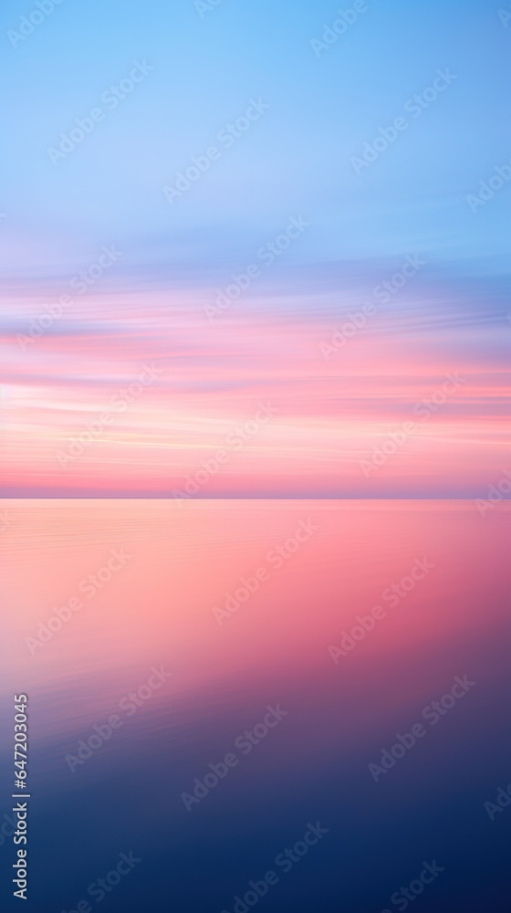 colorful sunset with the blue water and orange sky, generative ai 