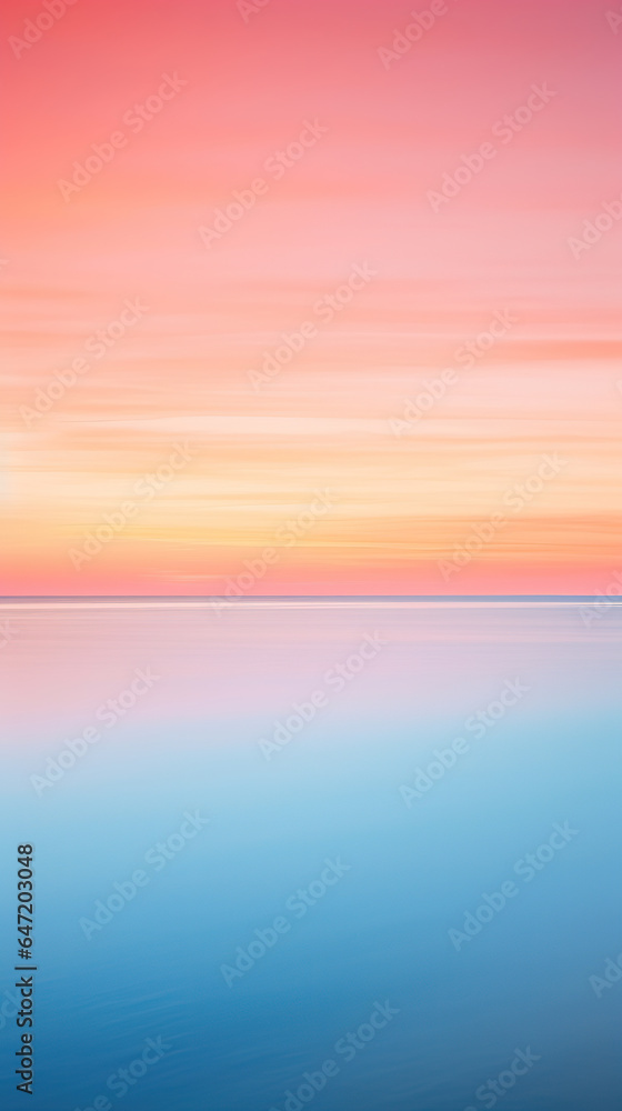 colorful sunset with the blue water and orange sky, generative ai 