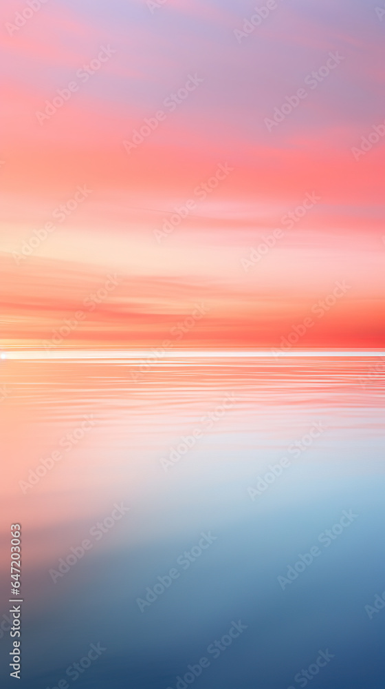 Naklejka premium colorful sunset with the blue water and orange sky, generative ai 