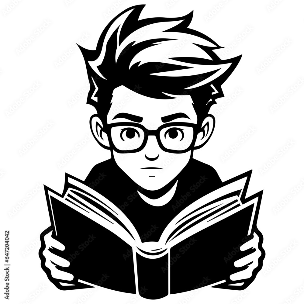 Boy Study Reading Book Silhouette Illustration Boy Study Reading Book Silhouette Illustration