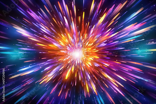 Speed of light in space, cosmic explosion background. Generative Ai © Alexandra