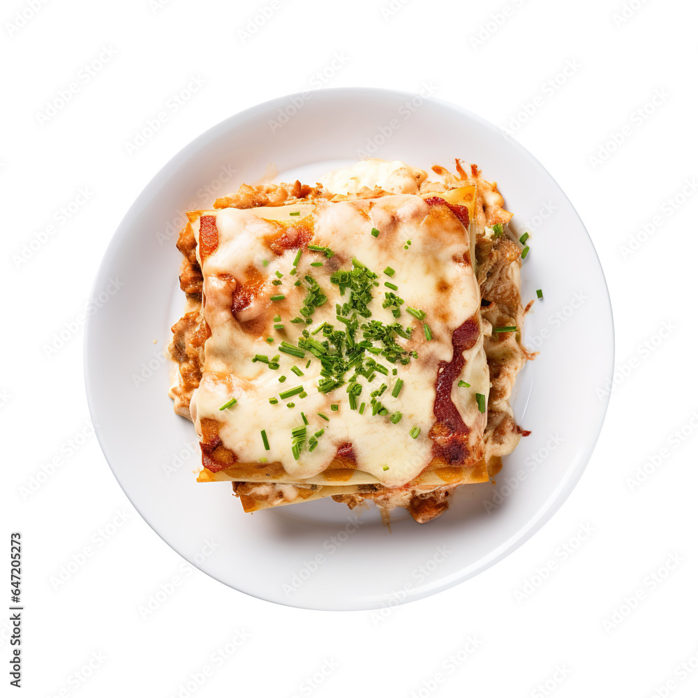 delicious Chicken Lasagna isolated on transparent background Remove png, Clipping Path