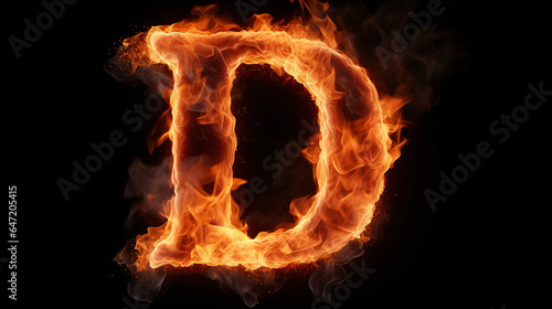 Fire alphabet number 0 isolated on black background