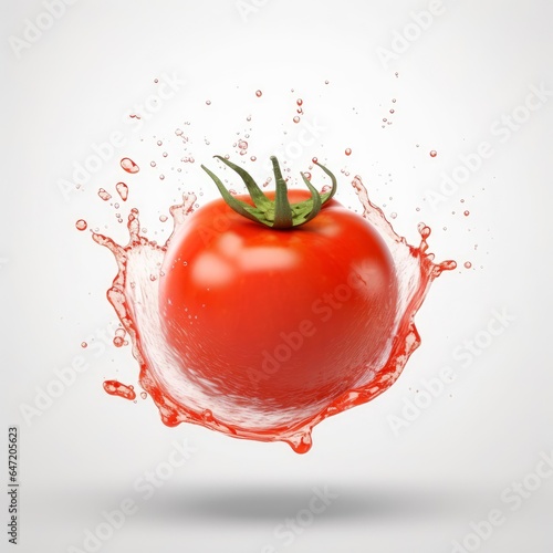 Tomato in water splash, isolated on white background. 3d illustration