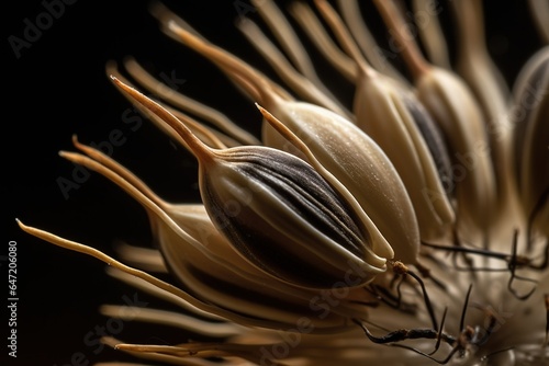 Exceptional macro shot of a single caraway seed captured on a neutral background with precise focus and natural light