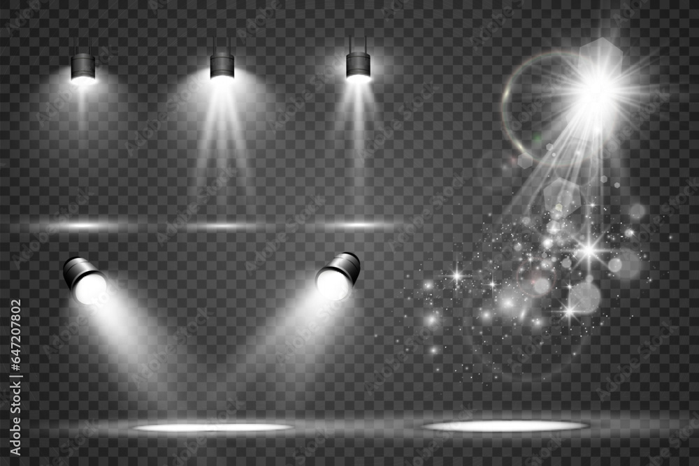 Obraz premium Realistic spotlights for lighting.Equipment for illumination. 