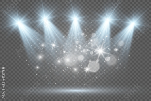 Realistic spotlights for lighting.Equipment for illumination.	
