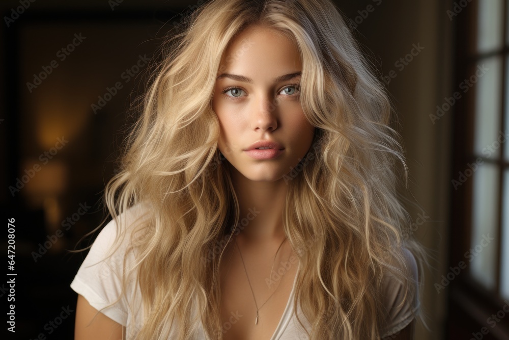 portrait of a young beautiful girl with clear skin and long blond hair portrait of a young beautiful girl with clear skin and long blond hair