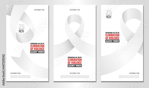 Vector Illustration of International Day for the Elimination of Violence against Women.  Banner with ribbon. Use as advertising, invitation, banner,
