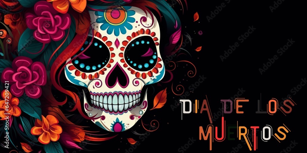 Dia De Muertos Hand drawn template frame for celebration background Day of The Dead Dia De Muertos Hand drawn template frame for celebration background Day of The Dead
