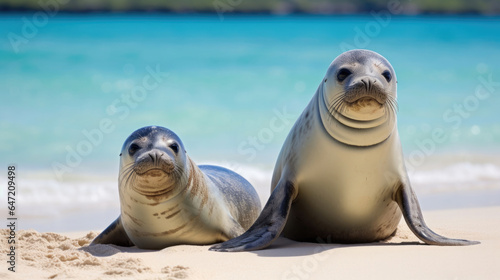 The Hawaiian monk seal (Neomonachus schauinslandi) is an endangered species of earless seal in the family Phocidae that is endemic to the Hawaiian Islands. © Sasint