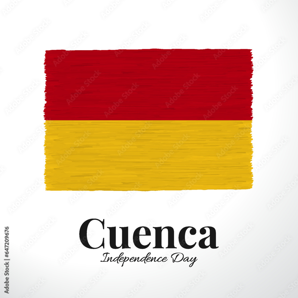 Obraz premium Vector Illustration of Cuenca Independence Day. Background with flag. 
