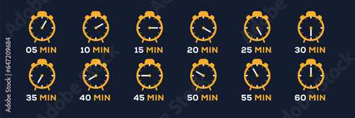 Countdown timer icons set, Vector Illustration.
