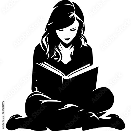 reading book girl silhouette