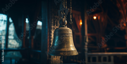 temple bell hanging in the temple evening time hd wallpaper
