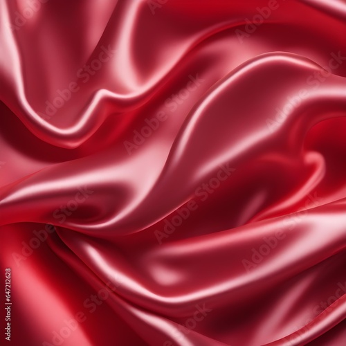 Abstract beautiful red shiny satin silk swirl wave textile background banner.