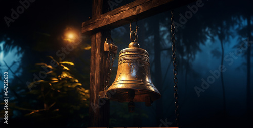 temple bell hanging in the temple evening time hd wallpaper