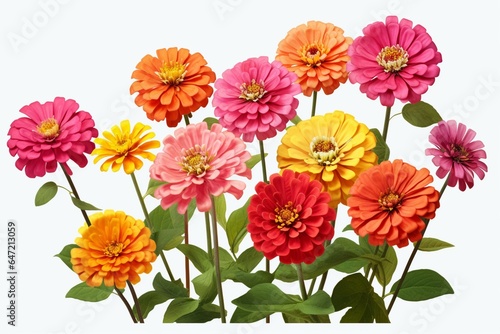 PNG of zinnias on clear background. Generative AI