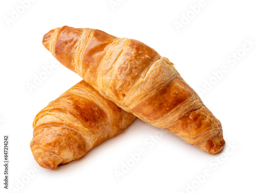 two piece of croissant in stack isolated on white background with clipping path